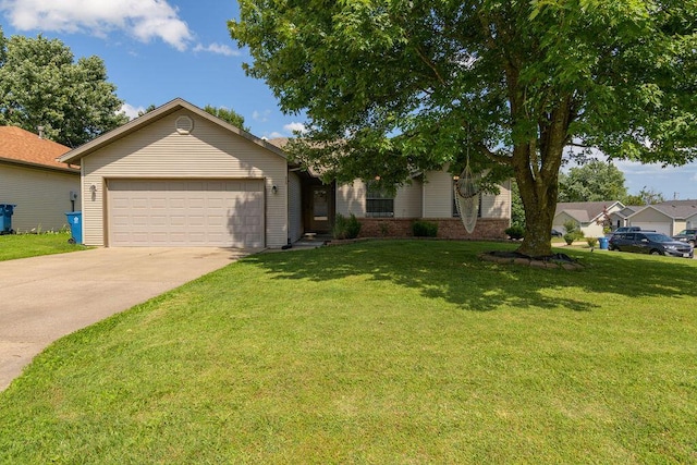 828 S Chinkapin Ave, Nixa, MO 65714 - view of front facade with an attached garage, driveway, a front lawn, and brick siding