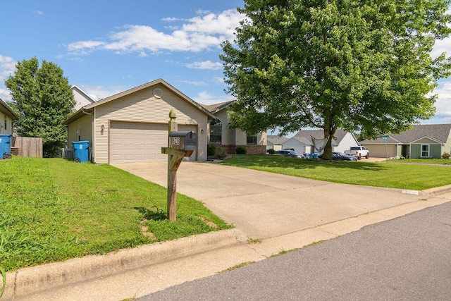828 S Chinkapin Ave, Nixa, MO 65714 - view of front of house with a front lawn, a garage, concrete driveway, and a residential view