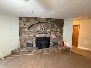 5125 S Walnut Hill Rd, Springfield, MO 65810 - unfurnished living room with a fireplace and baseboards