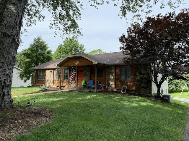 5125 S Walnut Hill Rd, Springfield, MO 65810 - single story home with a front lawn, covered porch, and stone siding