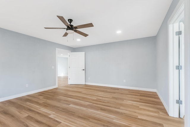 305 Crescent St, Aurora, MO 65605 - unfurnished room featuring a ceiling fan, light wood-style floors, and recessed lighting