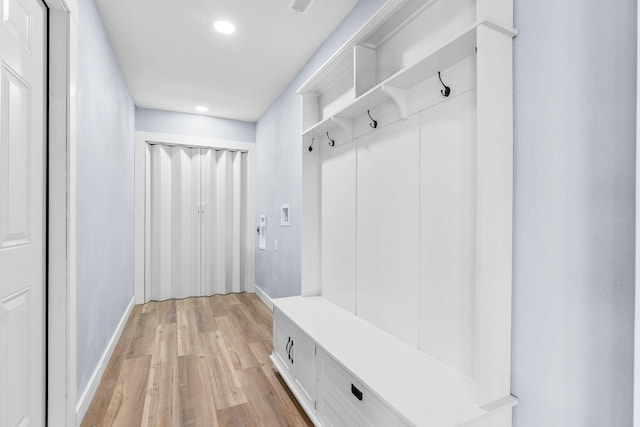 305 Crescent St, Aurora, MO 65605 - mudroom with light wood-style flooring and recessed lighting