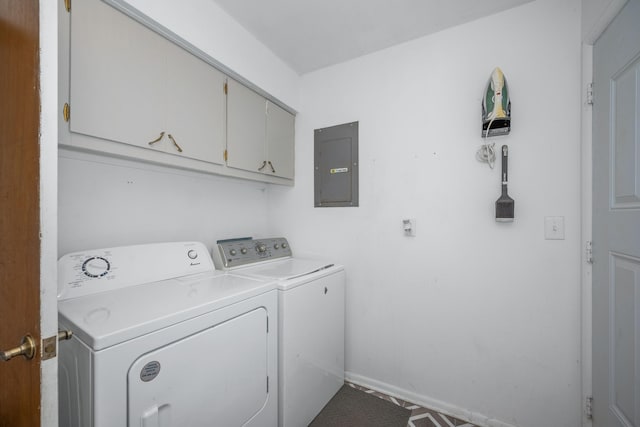 212 N School St, Goodman, MO 64843 - laundry room with electric panel, washer and dryer, and cabinet space