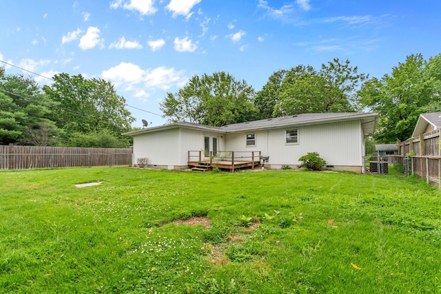 1541 E Crestview St, Springfield, MO 65804 - rear view of property featuring crawl space, a wooden deck, french doors, and a fenced backyard