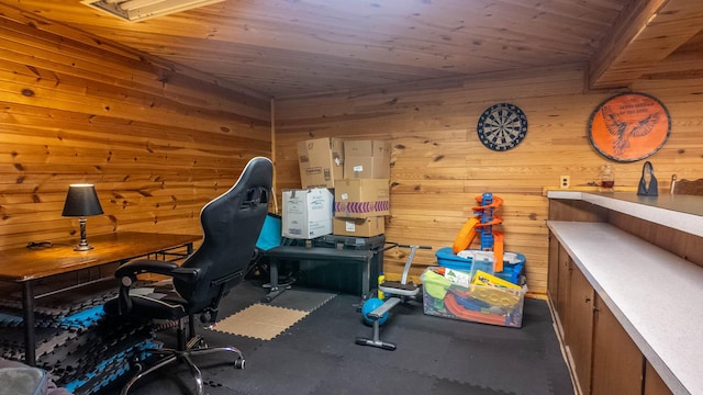 1160 Bethel Ave, Mammoth Spring, AR 72554 - office space with wood ceiling and wood walls