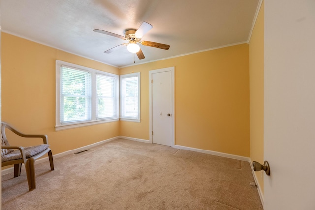 220 E Portland St, Springfield, MO 65807 - unfurnished room with light carpet, ceiling fan, and ornamental molding