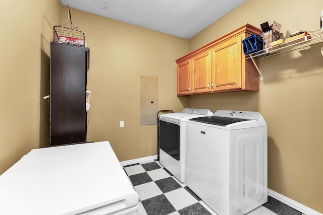 3318 Winged Foot Dr, Nixa, MO 65714 - washroom with electric panel, independent washer and dryer, tile patterned floors, cabinet space, and a textured ceiling