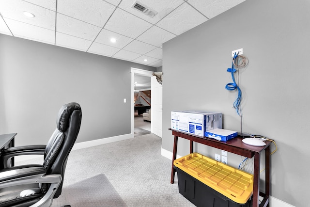 3318 Winged Foot Dr, Nixa, MO 65714 - carpeted home office featuring recessed lighting and a drop ceiling