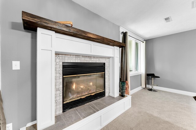 3318 Winged Foot Dr, Nixa, MO 65714 - detailed view of a tile fireplace and carpet