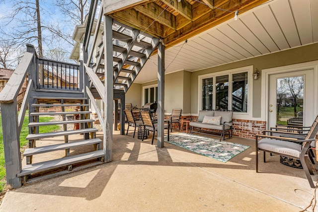 3318 Winged Foot Dr, Nixa, MO 65714 - view of patio / terrace with stairs and an outdoor hangout area