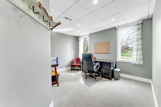3318 Winged Foot Dr, Nixa, MO 65714 - office space featuring carpet flooring, healthy amount of natural light, recessed lighting, and a paneled ceiling