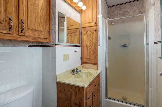 13762 State Highway Z, Verona, MO 65769 - full bathroom featuring tile walls, vanity, and a shower stall