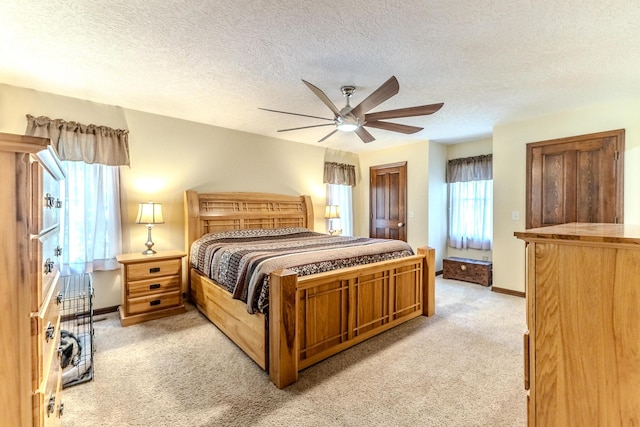 10675 State Highway Aa, Grovespring, MO 65662 - bedroom featuring light carpet, a textured ceiling, and a ceiling fan