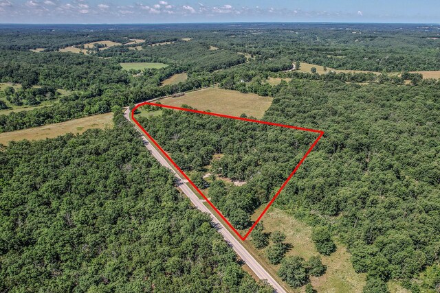 10675 State Highway Aa, Grovespring, MO 65662 - aerial view of property and surrounding area featuring a forest and property boundaries highlighted