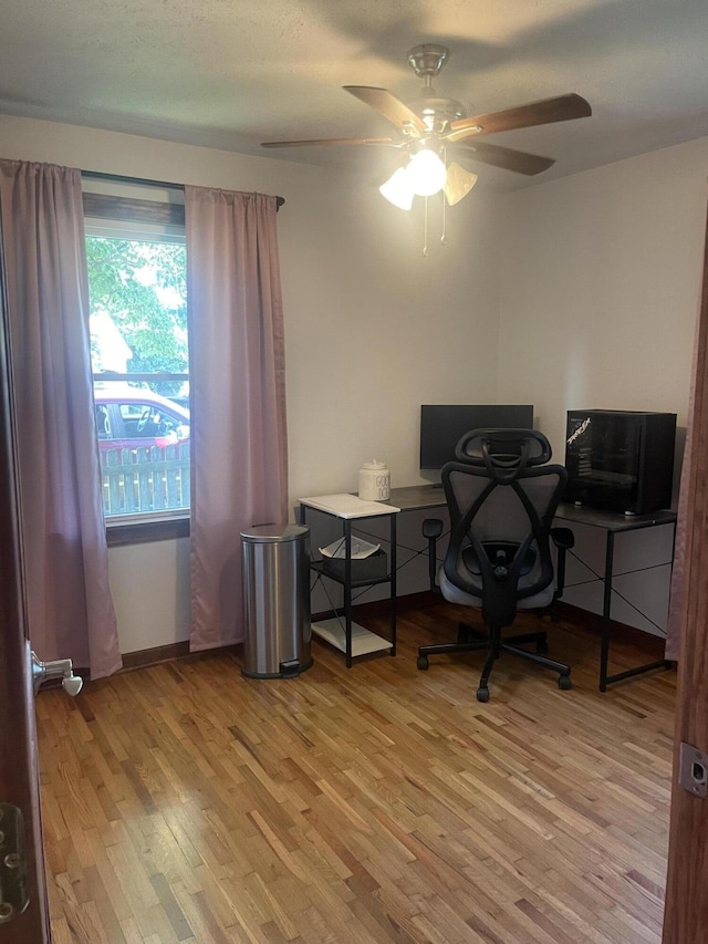 428 N Olive St, Marshfield, MO 65706 - office area with light wood-type flooring and a ceiling fan