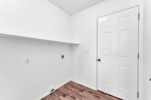 639 N Althea Ave, Nixa, MO 65714 - laundry room with electric dryer hookup, dark wood-type flooring, and a textured ceiling