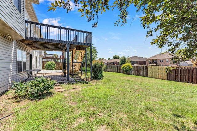 639 N Althea Ave, Nixa, MO 65714 - fenced backyard with a deck, stairs, and a patio area