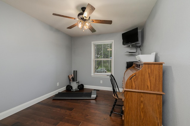 1925 E Costa Mesa Ct, Ozark, MO 65721 - home office featuring dark wood-style flooring and a ceiling fan