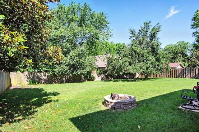 4939 S Prairie View Ave, Battlefield, MO 65619 - fenced backyard with an outdoor fire pit