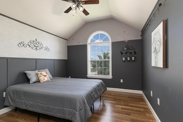 1020 Berkley Dr, Marshfield, MO 65706 - bedroom with vaulted ceiling, wood finished floors, and ceiling fan