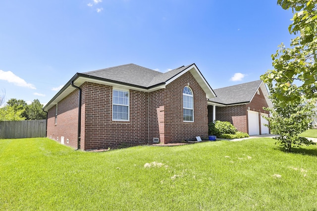 1020 Berkley Dr, Marshfield, MO 65706 - view of side of home featuring brick siding, an attached garage, a shingled roof, and driveway