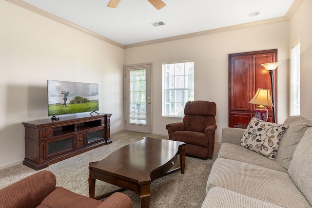 300 Glory Rd Unit 2, Branson, MO 65616 - carpeted living room with crown molding and ceiling fan