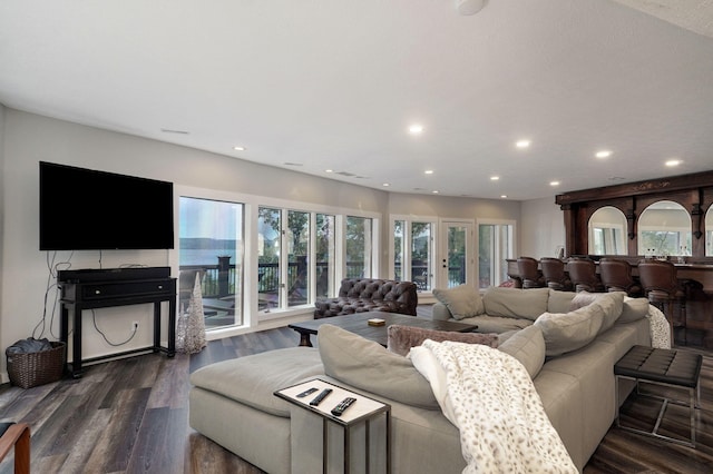 199 Cardinal Rd, Hollister, MO 65672 - living area featuring recessed lighting, plenty of natural light, and dark wood-style flooring