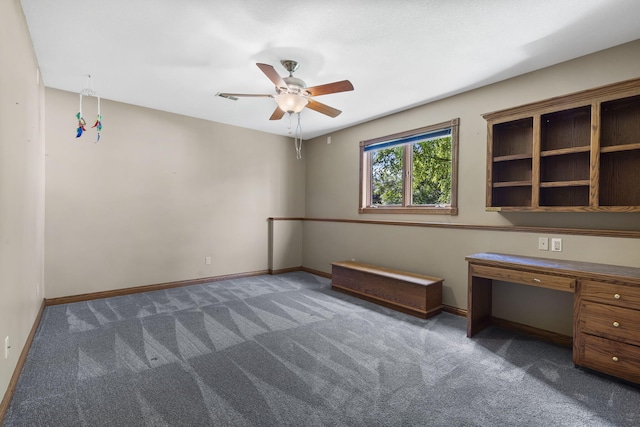 2661 E Ridgewood Dr, Springfield, MO 65804 - unfurnished office featuring carpet flooring, ceiling fan, and built in desk