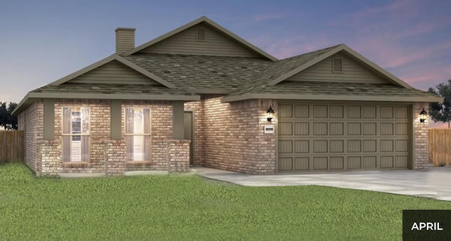 703 N Baywood Dr, Nixa, MO 65714 - view of front of house with brick siding, an attached garage, a chimney, and concrete driveway