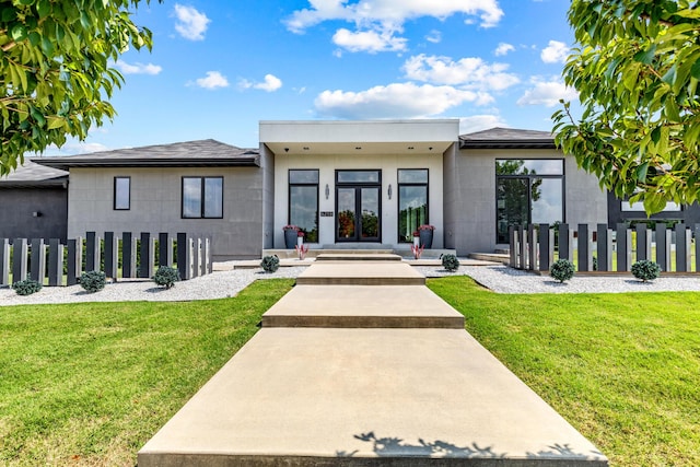 6298 E Summit View Dr, Springfield, MO 65809 - view of front facade featuring french doors and concrete block siding