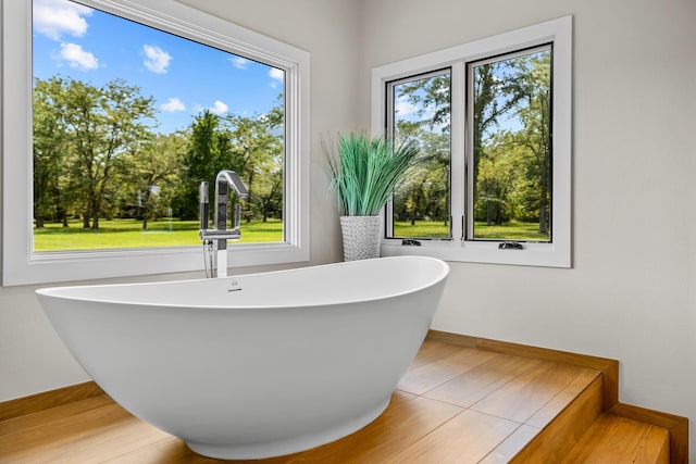 6298 E Summit View Dr, Springfield, MO 65809 - bathroom featuring a freestanding tub and healthy amount of natural light