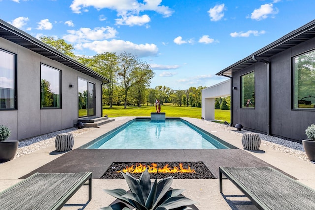 6298 E Summit View Dr, Springfield, MO 65809 - swimming pool featuring a fire pit, a patio area, and a lawn