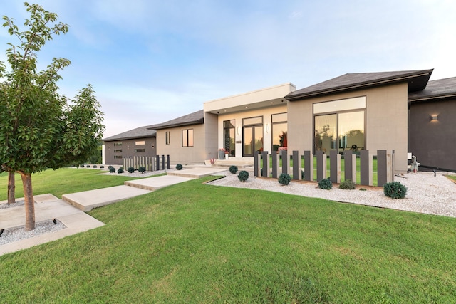 6298 E Summit View Dr, Springfield, MO 65809 - back of property with a yard, a patio area, and roof with shingles