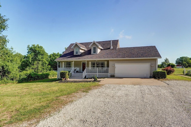 3711 W Farm Road 14, Brighton, MO 65617 - cape cod house with driveway, covered porch, a garage, and a front lawn