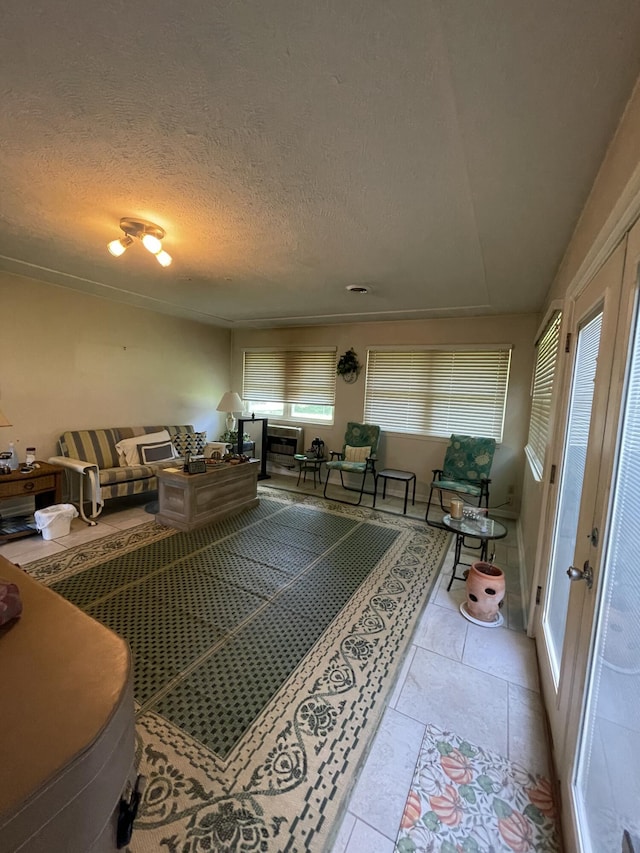 2105 Oakridge Dr, Ava, MO 65608 - living area with stone tile flooring and a textured ceiling