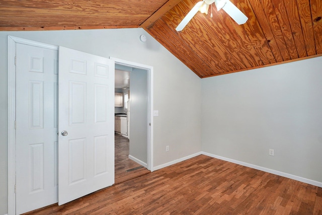 921 S Nettleton Ave, Springfield, MO 65806 - unfurnished room featuring wood ceiling, vaulted ceiling, ceiling fan, and wood finished floors
