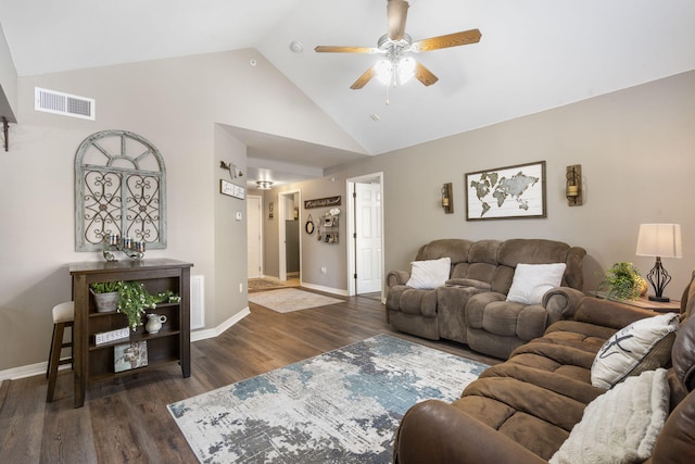151 Vixen Cir Unit L, Branson, MO 65616 - living area with a ceiling fan, high vaulted ceiling, and wood finished floors