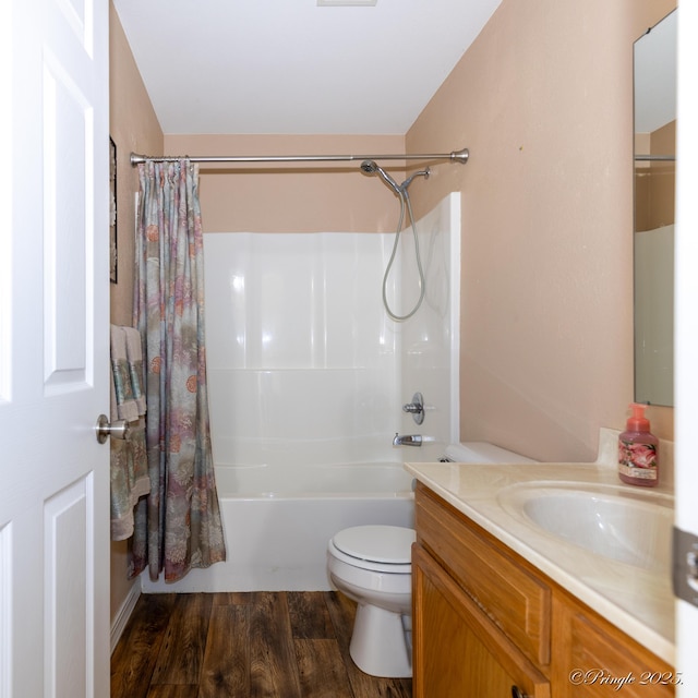 1704 Luna Dr, West Plains, MO 65775 - full bathroom with vanity, shower / tub combo, and wood finished floors