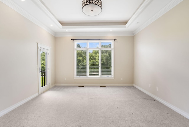 755 N Fallbrooke Ter, Springfield, MO 65802 - carpeted spare room with a raised ceiling, ornamental molding, and recessed lighting