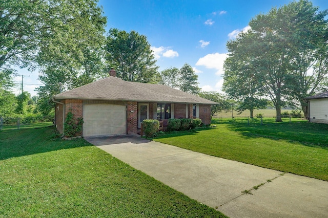 263 Crystal Ave, Sparta, MO 65753 - single story home featuring concrete driveway, an attached garage, brick siding, and a chimney