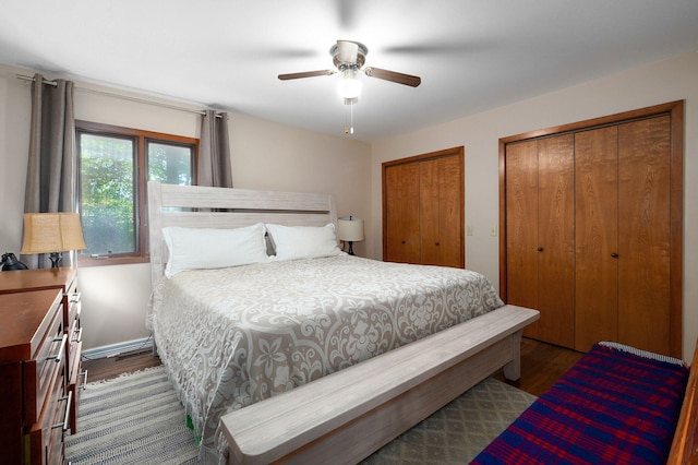 263 Crystal Ave, Sparta, MO 65753 - bedroom with wood finished floors, multiple closets, and a ceiling fan
