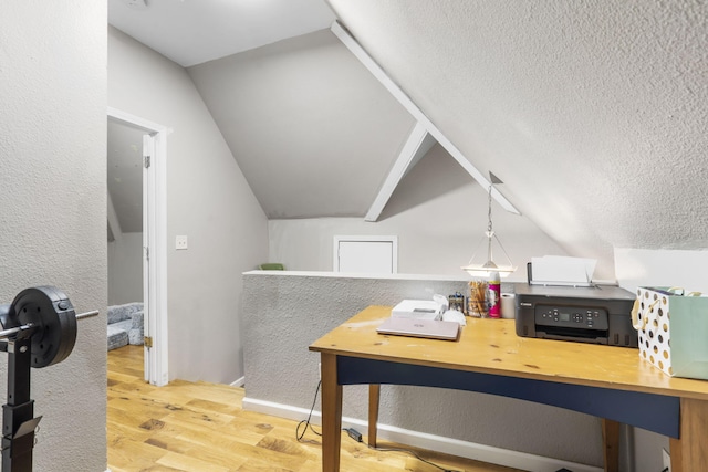 2116 N Main Ave, Springfield, MO 65803 - home office featuring wood finished floors, lofted ceiling, and a textured ceiling