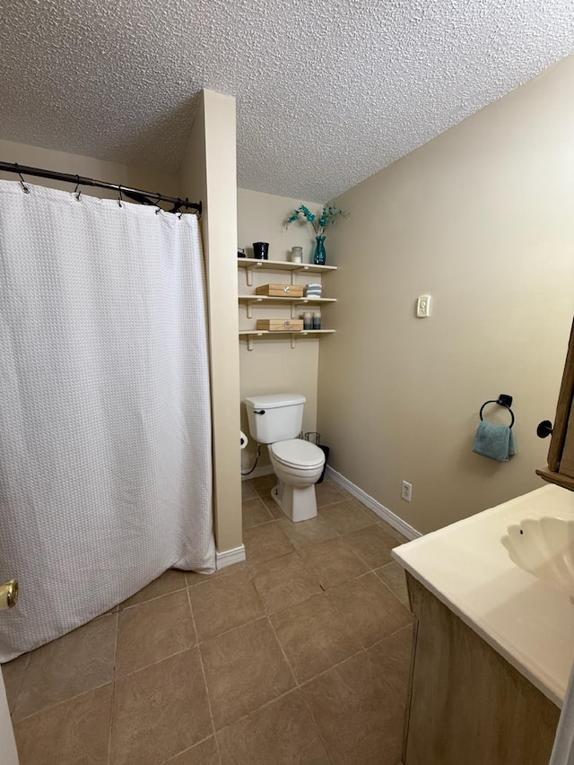16051 Mo 142, Thayer, MO 65791 - full bathroom with vanity, tile patterned floors, a textured ceiling, and curtained shower
