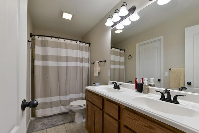 440 Spring Meadow Pkwy, Branson, MO 65616 - full bathroom with tile patterned floors, double vanity, and a shower with shower curtain