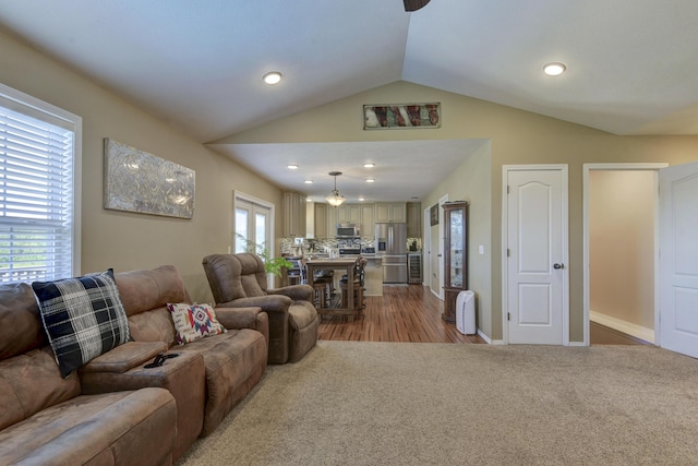 440 Spring Meadow Pkwy, Branson, MO 65616 - living area featuring vaulted ceiling, recessed lighting, and wood finished floors