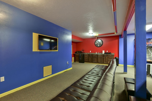 440 Spring Meadow Pkwy, Branson, MO 65616 - indoor bar with carpet floors, a textured ceiling, and fridge