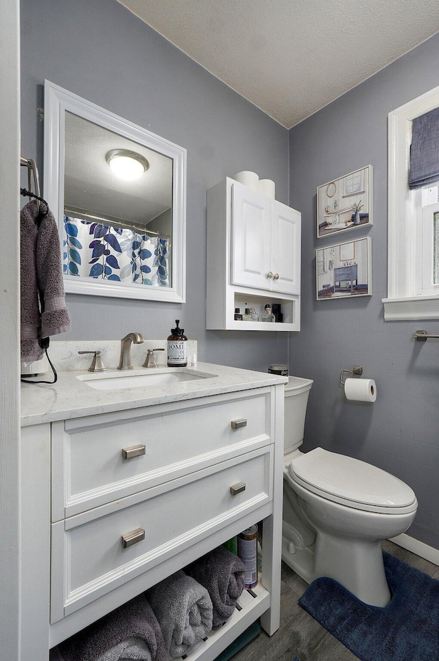 1841 E Dale St, Springfield, MO 65803 - full bath with vanity, wood finished floors, and a textured ceiling