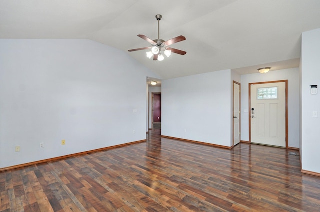 1603 W Robin St, Ozark, MO 65721 - empty room featuring a ceiling fan, lofted ceiling, and wood finished floors