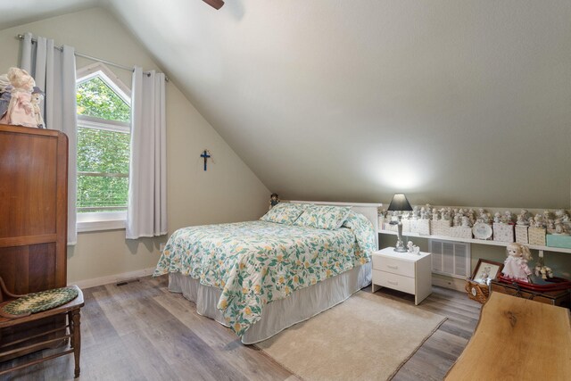 26474 Kings River Rd, Shell Knob, MO 65747 - bedroom with wood finished floors and lofted ceiling
