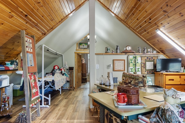 26474 Kings River Rd, Shell Knob, MO 65747 - dining room with wood finished floors, lofted ceiling, and wood ceiling